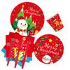 Weihnachts-Schneemann-Geschirrset: Teller, Servietten, Tischdecke und Banner