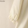ZANZEA Women Casual Round Neck Solid Color 3/4 Sleeve Loose Blouse