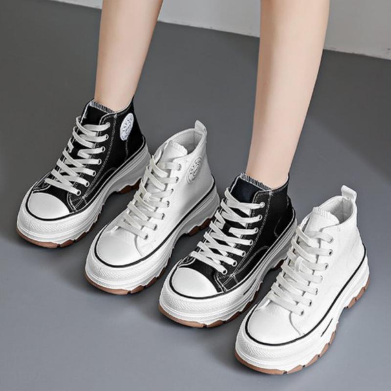 Wiosna, Lato, Jesień i Zima Damskie Buty Damskie Płócienne Buty do Kostki Białe Buty