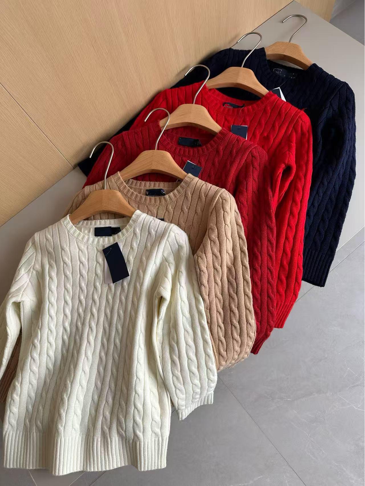 Women s Red New Year Horse Embroidery Cable Knit Sweater Medium