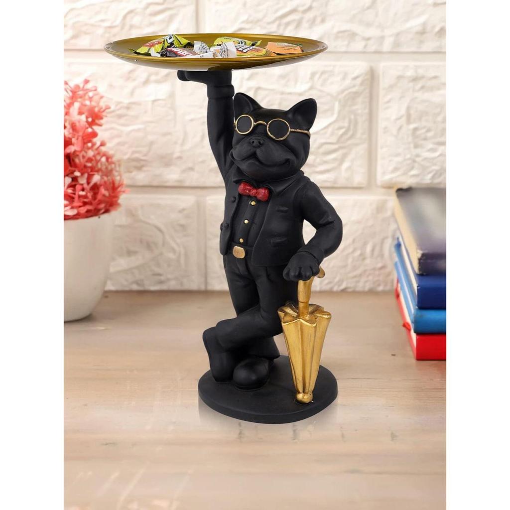 Dog Showpiece for Home Decor Showpiece (11 Inch, Black), Silk(Resin)