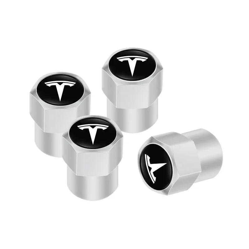 

Car Sticker Tesla 4Pcs Alloy Car Tire Valve Stem Cap Dust Covers Accessories For Tesla Model 3 S X Y Cybertruck Roadster SpaceX