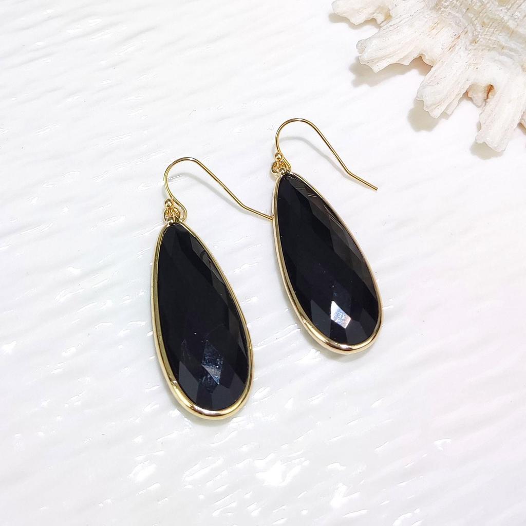 Green Cat's Eye Faceted Teardrop Pendant with Natural Stone and Crystal Earrings