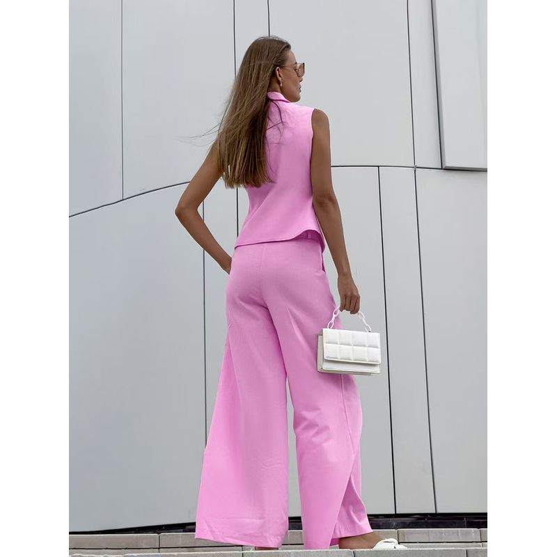 European and American New Sleeveless Vest Top Wide Leg Pants Two-Piece Tank Top Wide Leg Pants Set