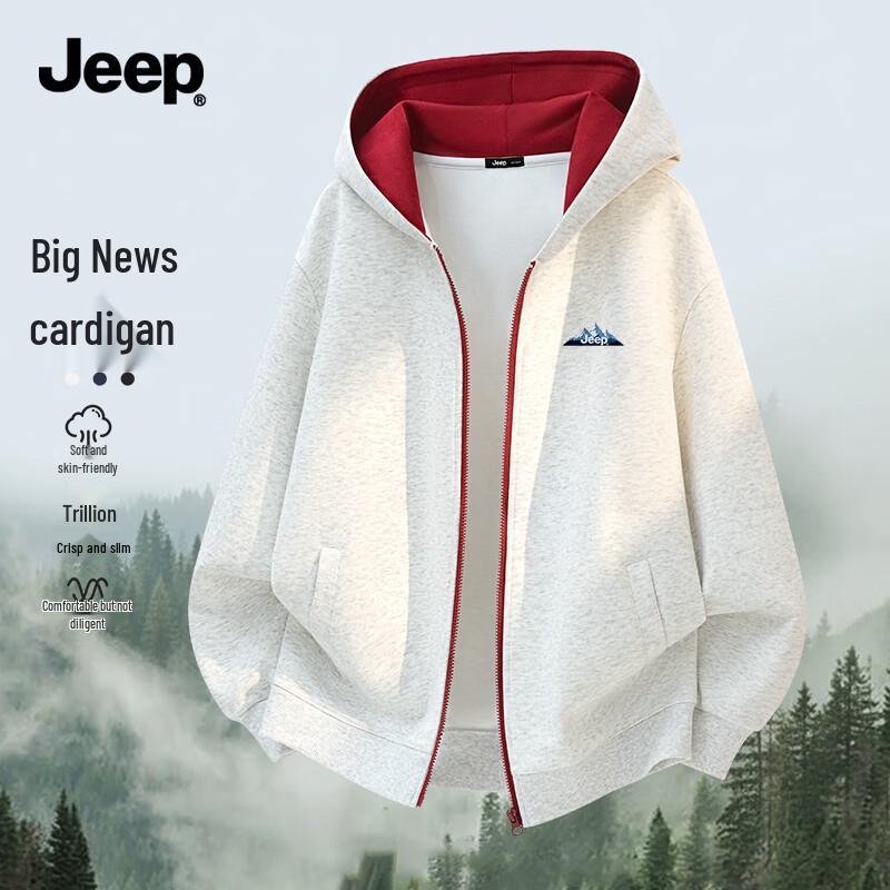 JEEP Men s American Retro Colorblock Hooded Cardigan M