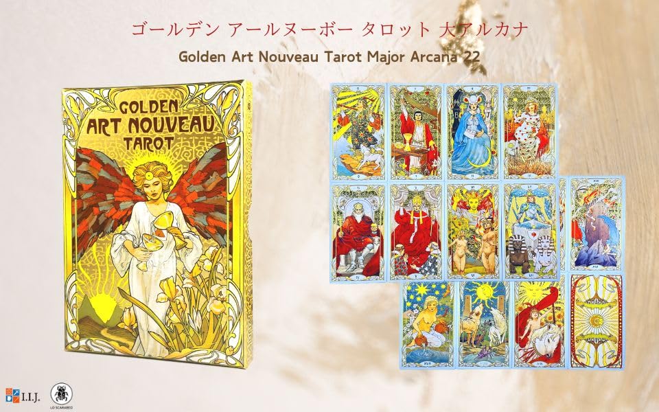 Golden Art Nouveau Tarot Major Arcana 22 Large Includes Japanese Instructions I.I.J. Cards, Size, Authentic,