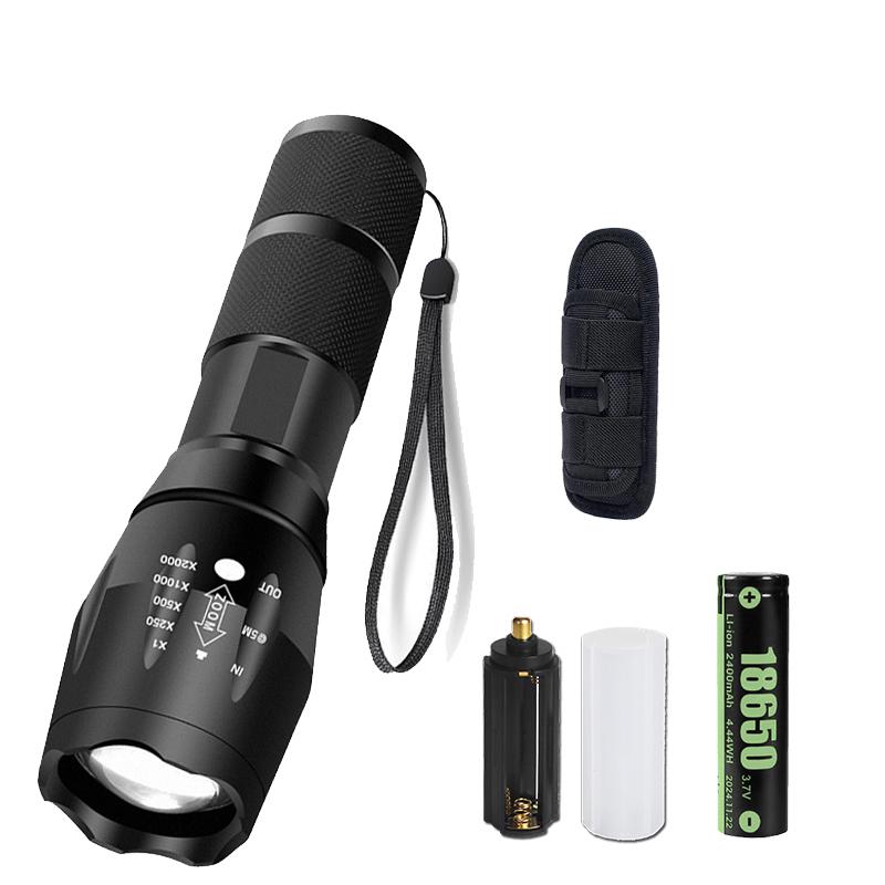Aluminum Alloy T6 Flashlights LED Tactical Zoomable Flashlight Waterproof Camping Torch with 18650 Battery Long Lasting Lantern