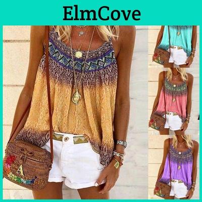 Stylish Plus Size Women's Floral Print Strappy Cami Tops For Summer Casual Wear