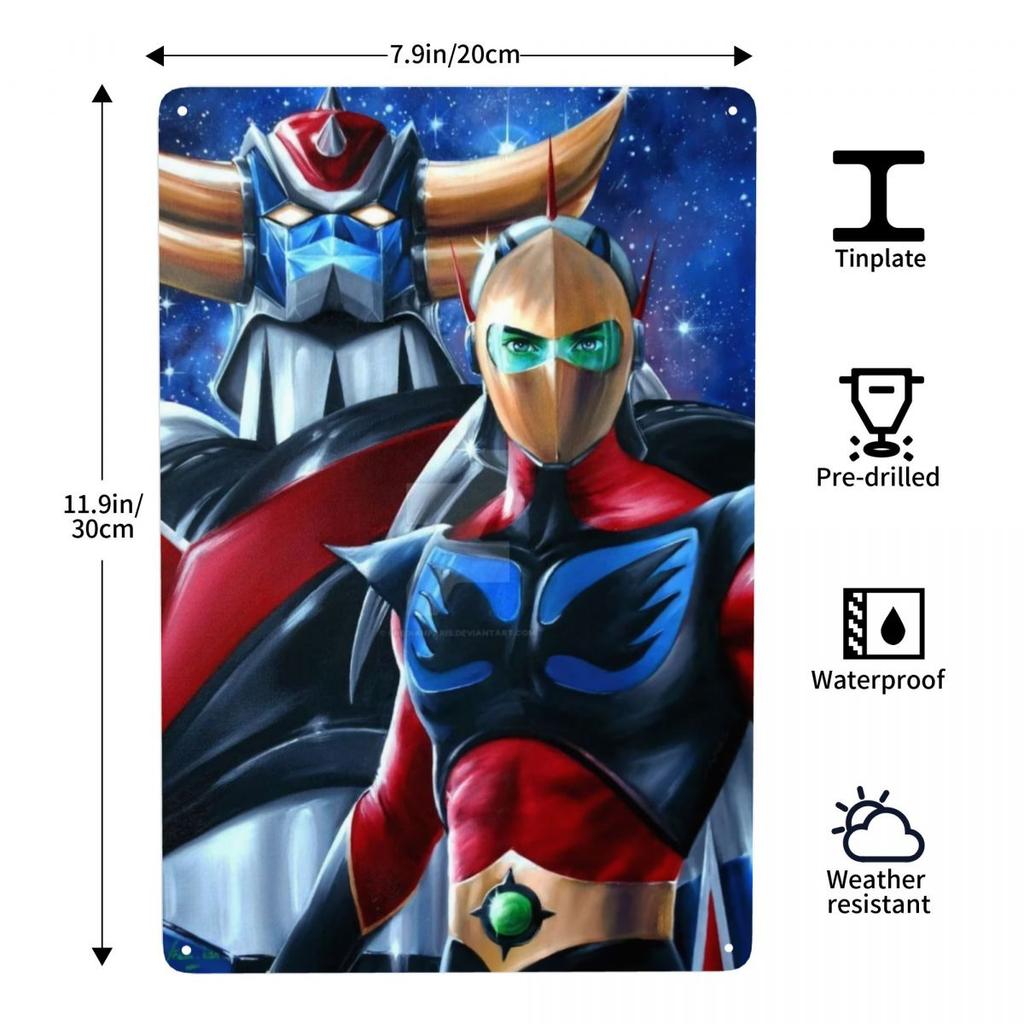 Segno Metallica Retro Goldorak Grendizer Actarus Personalizzato Robot UFO Goldrake Targhe in Latta Decorazioni Murali Ristorante Decorazioni Arte