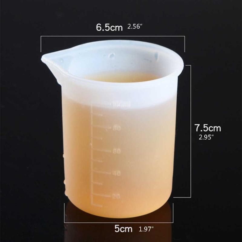 100ml Resin Cup DIY Crafts Jewelry Silicone Measuring Cup Reusable Mixing Cup with Precise Scale Non-Stick Silicone Cup