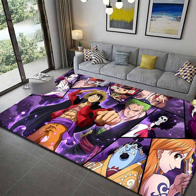 One Piece Marine Pattern Area Rug Soft Non-Slip Washable Mat for Bedroom Living Room 60x90cm