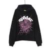 High-Quality Spider Web Foam Print Hoodie Loose Fit Streetwear Sweatshirt Young Men