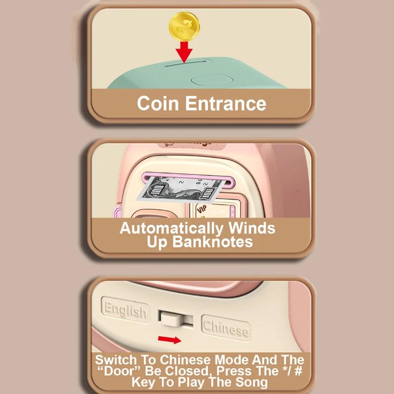 1PC Cartoon ATM Cash Saving Box Money Bank Toy For Kids Electronic Large Money Box Savings Password Digital Fingerprint Unlock