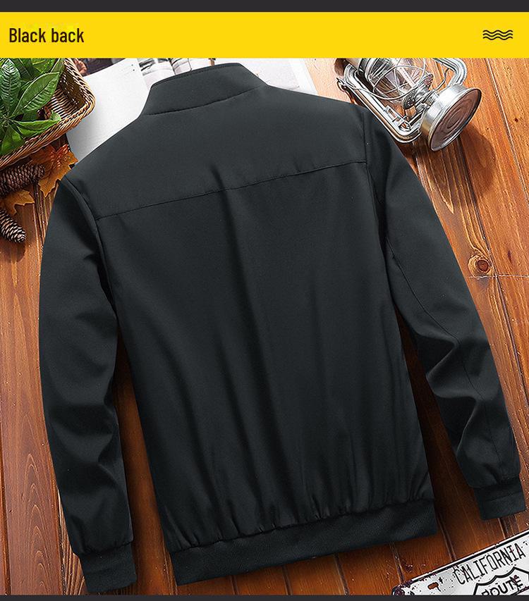 Spring/Autumn 2022 Men's Solid Color Stand Collar Jacket, Large Size Casual Wear