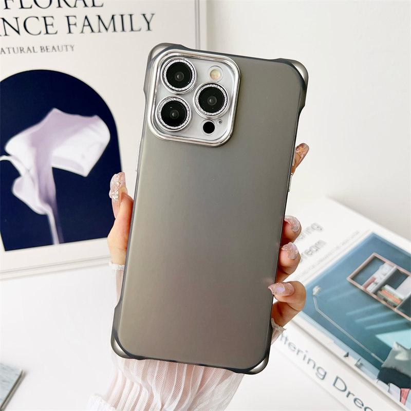 New Luxury Four-corner Anti-drop Frosted Case with Glitter Lens Film for iPhone 15 Pro Max 14 Plus 13 12 Pro 11 All-inclusive Anti-drop Cases