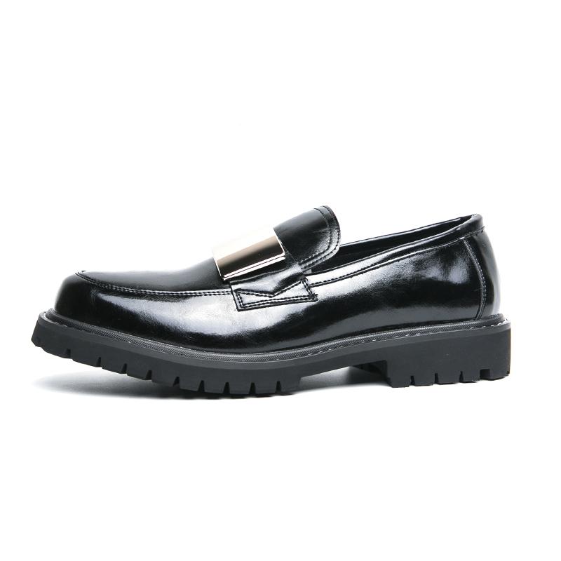 

Men s British-Style Leather Loafers, Elevator Business Casual Shoes with Height Increase for Office/Daily Wear Metal decoration 38