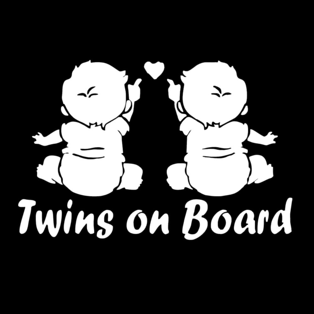 1 PC Reflective Vinyl Cartoon Decals  Window  Twins Baby On Board Car Sticker