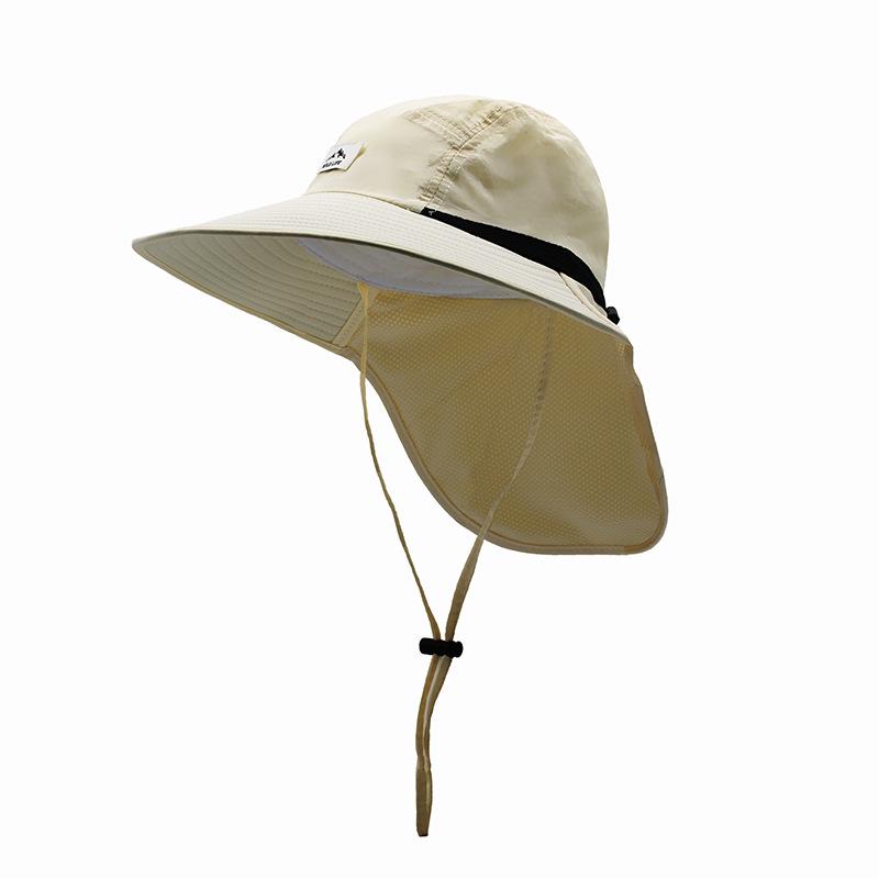 

UV Protection Wide Brim Summer Fishing and Cycling Hat with Shawl Adjustable брудно-білий