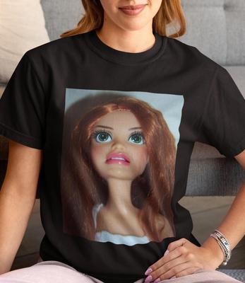 Popular Tshirt Gen Z Meme Tee: Distressed Doll Face Graphic, Funny Sarcastic Design | 100% Cotton, Unisex Fit, Machine Washable | S-5XL