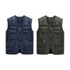 Men Waistcoat V-Neck Sleeveless Zipper Placket Vest Coat with Multi Pockets Solid Color Windproof Warm Down Vest Jacket
