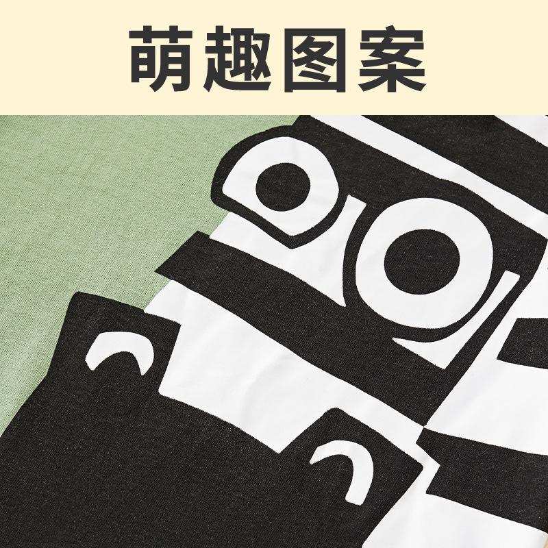 Summer New Children'S Suit Trend Pattern Printing Middle And Small Children Short-Sleeved T-Shirt Two-Piece Set