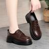 Coarse Heel Women's Shoes British Style Small Leather Shoes Women's Spring and Autumn Lace-up Loafers Versatile Round Head Platform Single Shoes