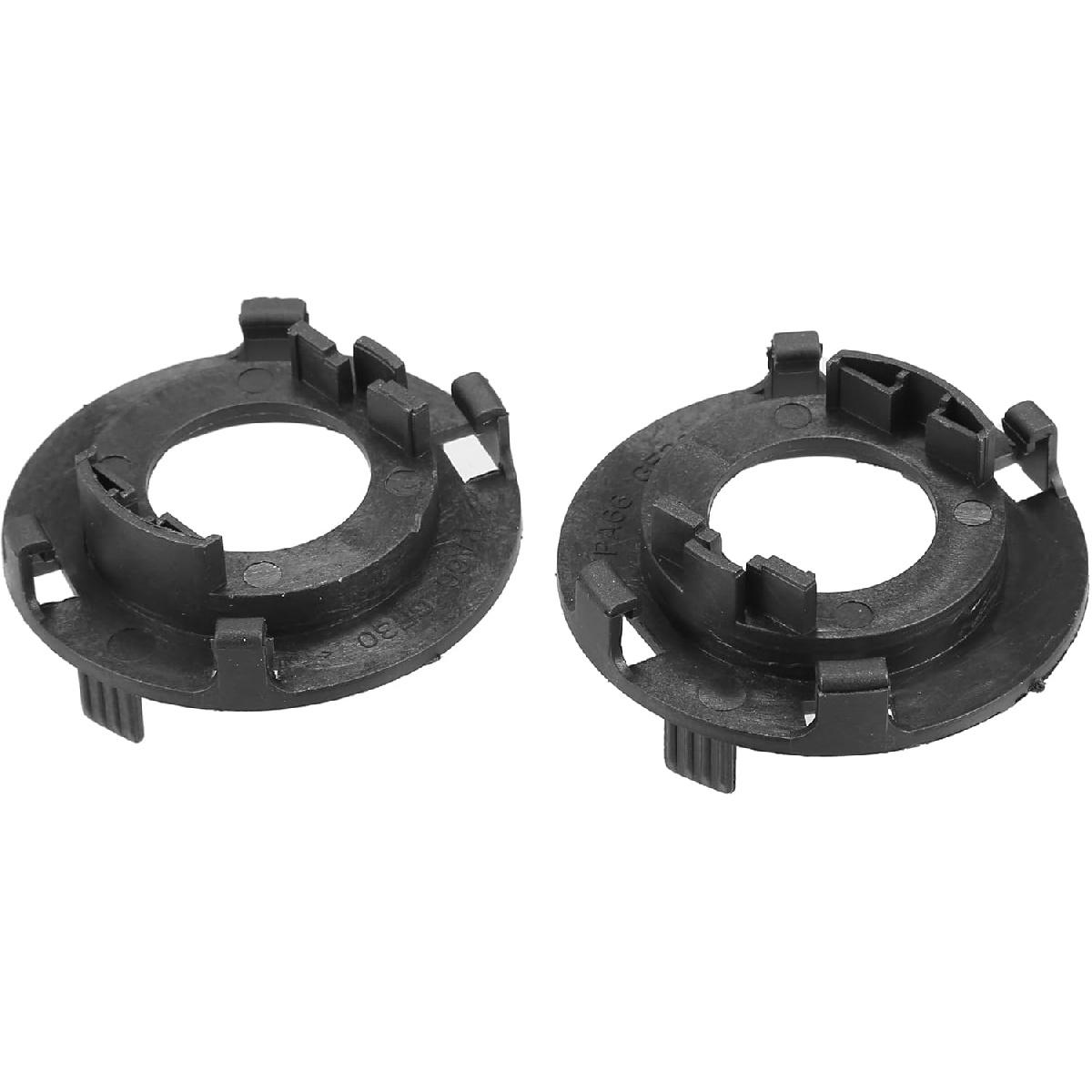 Automotive LED Headlight Bulb Retainer Adapter Holder Socket - Car Headlight Socket - for Hyundai Plastic Black - 1 Pair