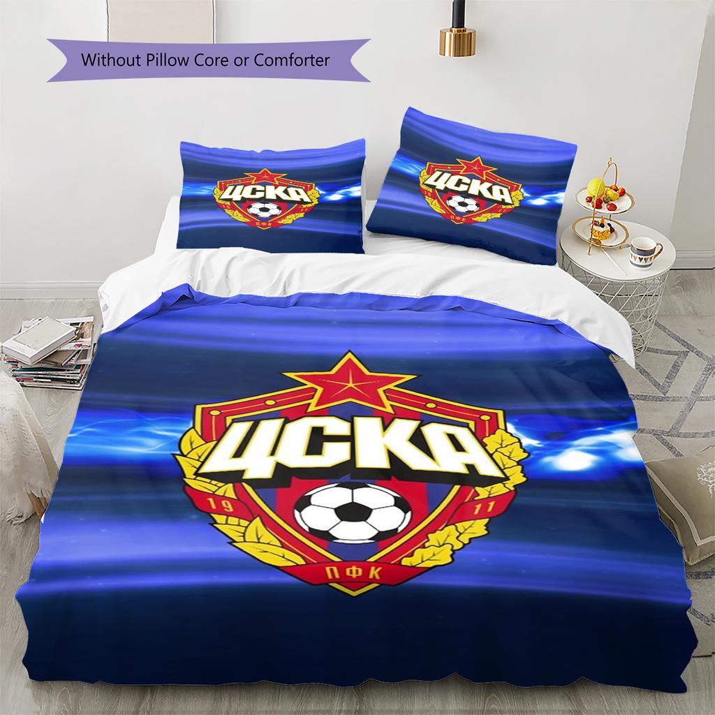 CSKA Moscow Logo Pattern Bedding Set Quilt Cover Pillowcase Home Decor Gift (1 * Duvet Cover + 2 * Pillowcase, Without Core)
