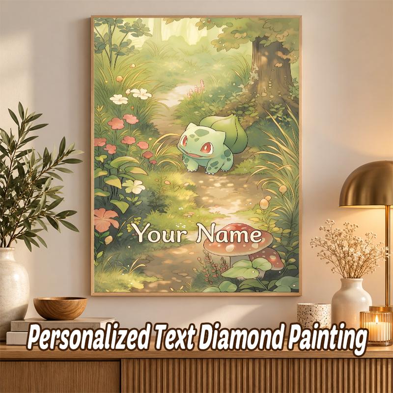 Bulbasaur Custom Name Diamond Painting Personalized 5D Full Drill DIY Diamond Art Home Decor