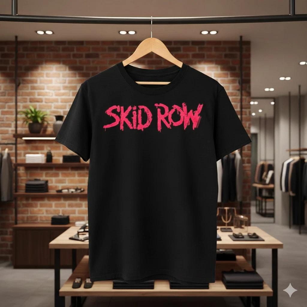 Skid Row Classic Logo Vintage Rock Band T-Shirt (Black) - T674 M