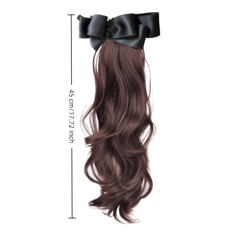 Synthetic Bow Ponytail Claw Clip Hair Extensions Natural Curly Ponytail Ladies Party Daily Wear Black Brown Blonde Hair Clip