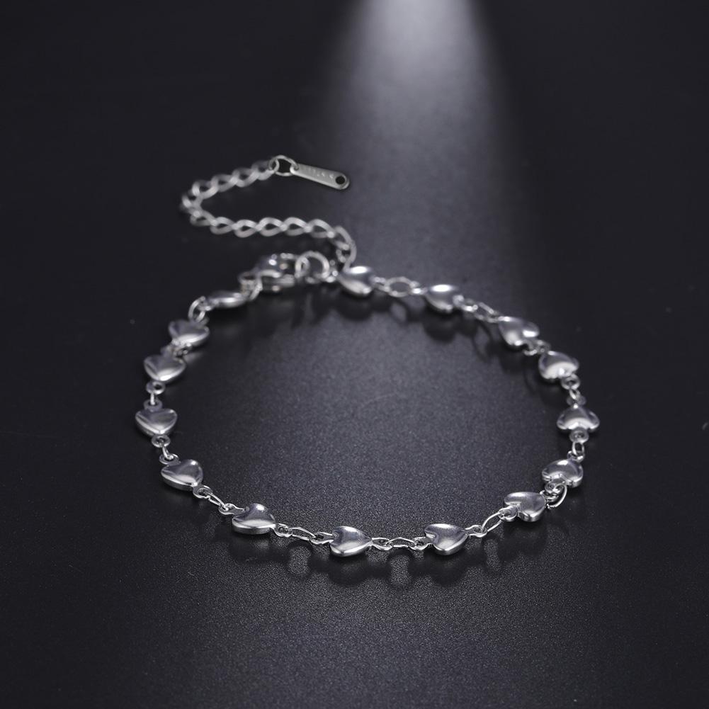 Stainless Steel Gold Chain Bracelet Heart Beaded Couple Bracelets Wrist Jewelry Gift for Women Men