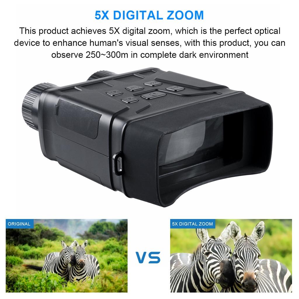 196*130*75mm 1080P binokulární digitální zařízení pro noční vidění 10megapixelový infračervený optický výkonný binokulární dalekohled 5x digitální zoom pro lov
