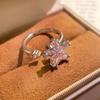 Drehbares Design Drehbarer Ring Damenring Blumiger Synthetischer Ring Rosa Zirkonring Perfektes Geschenk