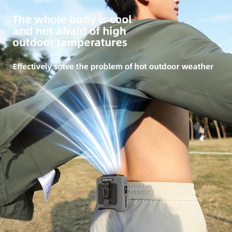 10000mAh Portable Outdoor Waist Fan Hanging Neck Strong Wind with Power Bank LED Lighting for Emergency Sports Outdoor Working