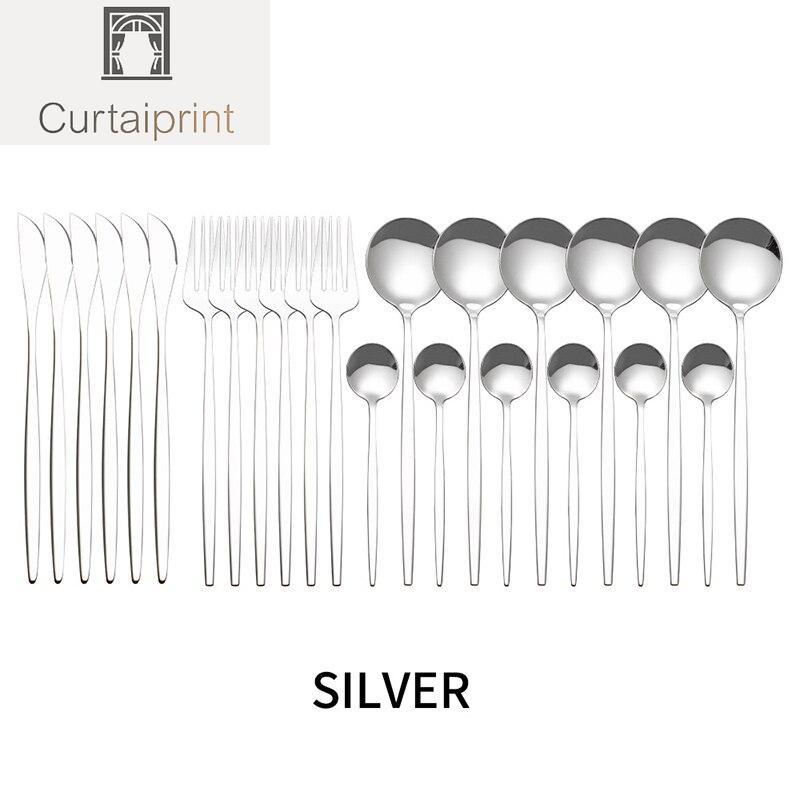 24pcs Gold Dinnerware Set Stainless Steel Cutlery Set Knife Fork Spoon Tableware Set Kitchen Flatware Set Dishwasher Safe