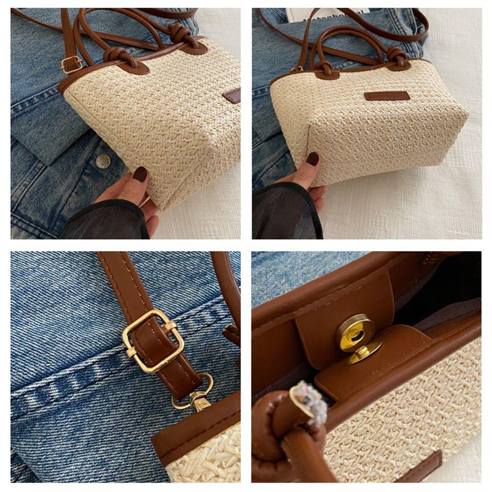 Cute Woven Rattan Shoulder Bags Fashion Large Capacity Straw Bag for Women Girls Handmade Braid Tote Bags Big Handbags