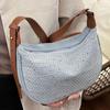 Exquisite denim rhombus hot diamond armpit bag women's 2025 new shoulder messenger bag fashionable dumpling bag