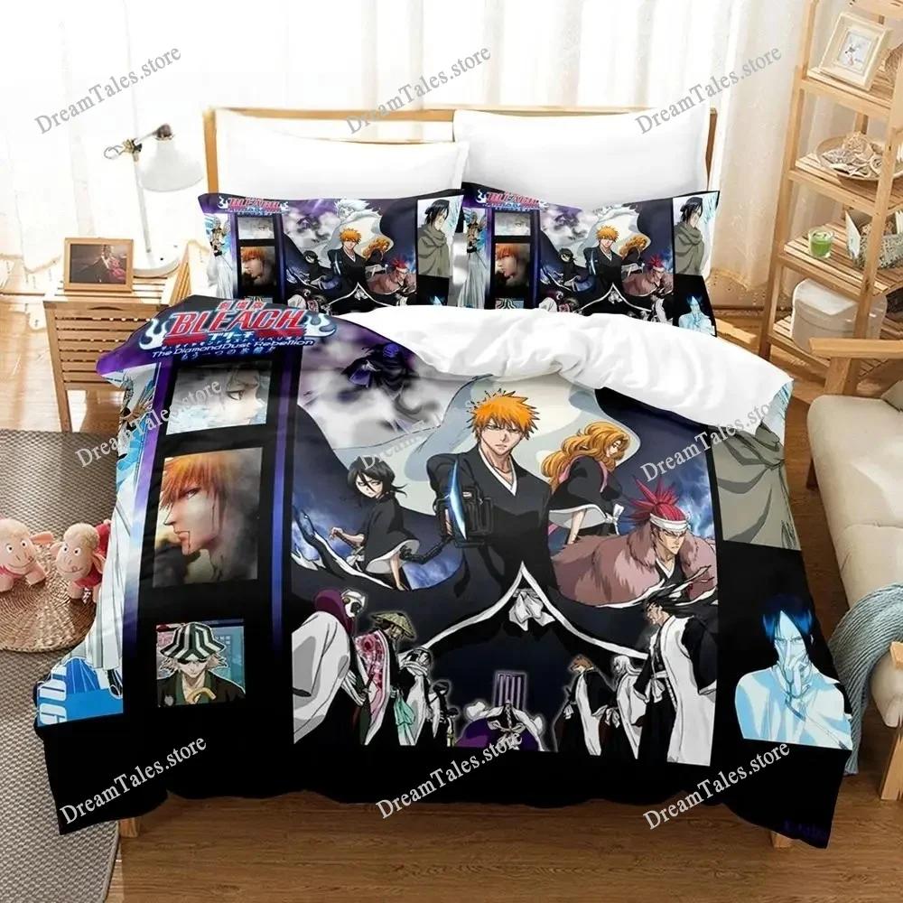 New Anime Bleach Cartoon Print Duvet Cover Pillowcase Bedding Set Double Twin Full Queen King Adult Kids Bedclothes Quilt Cover7
