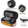Pen Case 300D Polyester Large Capacity Easy Open Zipper with Main Compartment Mesh Pocket and Pen Slots for Middle School Students