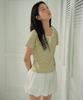 Wednesday Oasis For Woman Allo Stripe Henley Neck Short Sleeve T-Shirt_Yellow(Wb6Tp29)