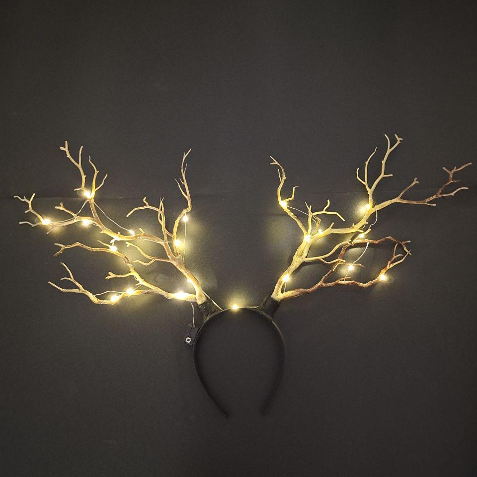 Glowing Reindeer Berry Antler Headband for Christmas & Halloween Parties