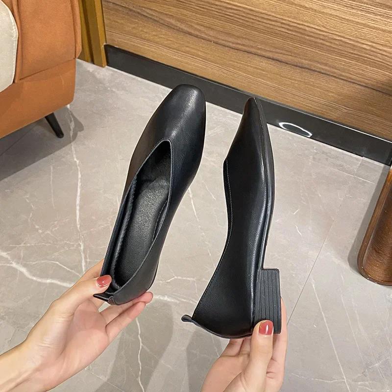 Genuine Leather Multi color Low heeled women's Shoes  Round Toe Flat Bottom Shallow Cut Single Shoe Casual Versatile Loafers