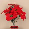 Faux Poinsettia Stems Flowers 13 Inch Artificial Poinsettia Flower Bouquet With 5/7 Heads Faux Silk Christmas Floral Arrangement