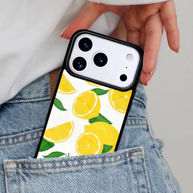 Tropical Summer Fruit Lemon Soft Phone Case for iPhone 17ProMax 12 13 14 15 16e 17 Pro Max Plus Air Cover