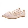 Fashion Crystal Breathable mesh metal pointed toe ballet flats woman fairy slip on rhinestone moccasins shoes women zapatos de mujer2025