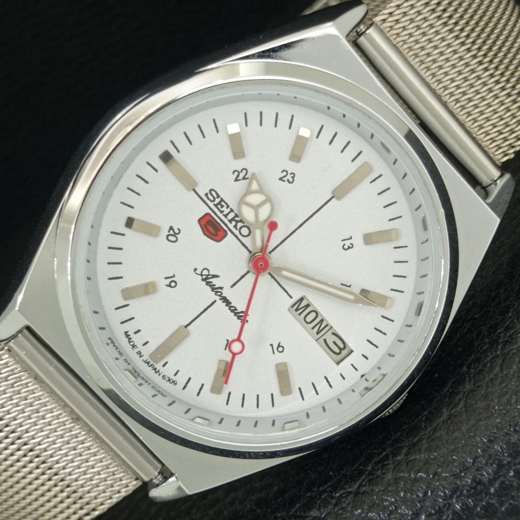 

VINTAGE SEIKO 5 AUTOMATIC 6309A REFURBISHED JAPAN MENS WHITE WATCH a442881-1