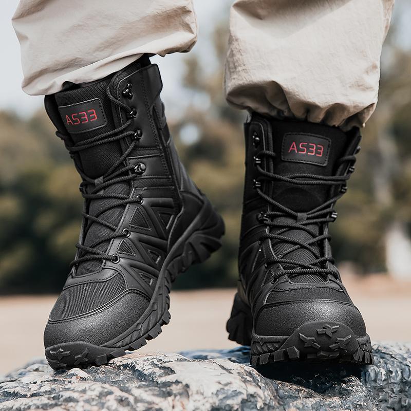 Men's High-Top Outdoor Boots Autumn Winter New Style Climbing Mountain Off-Road Tactical Boots Large Size Comfortable Shoes