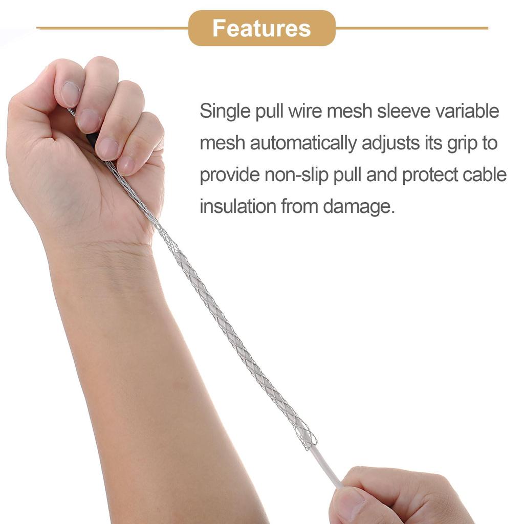 uxcell Cable Pulling Wire Mesh Sock Single Galvanized Steel Wire Grip with Net 22cm x for and Blue and Black Grip, Puller, Grip, Head, Cover, Smooth,