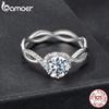 BAMOER 1CT Moissanite Twisted Ring Retro Lace Statement Band Ring Round Cut for Women Engagement Jewelry Eternal Elegance Gift